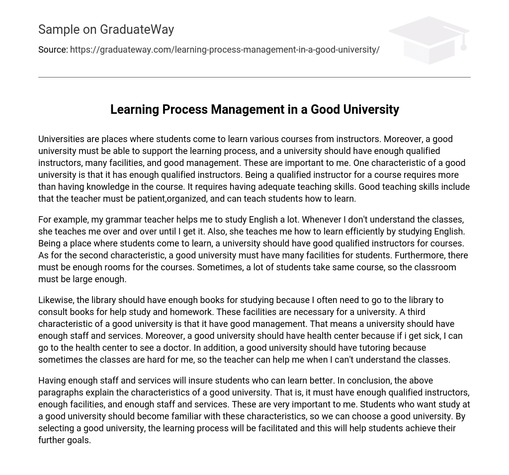 Learning Process Management in a Good University