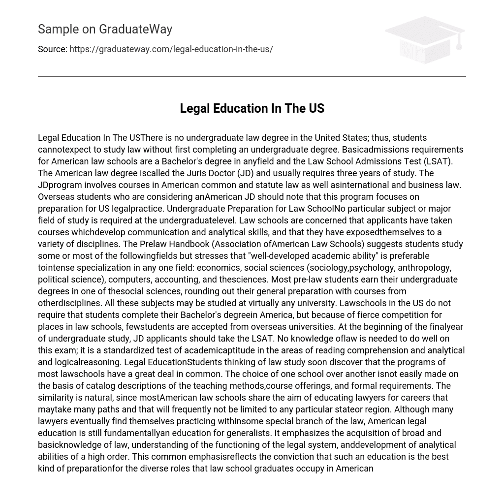 Legal Education In The US
