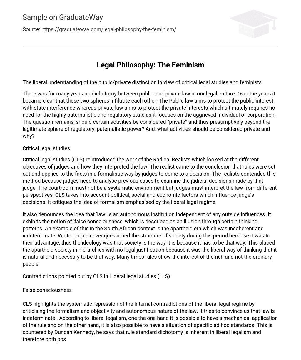 Legal Philosophy: The Feminism