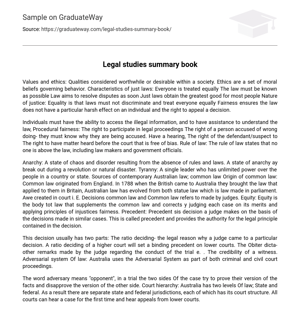 Legal studies summary book