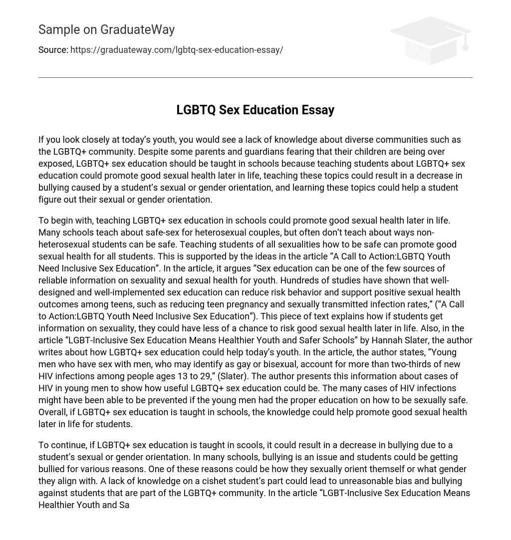 LGBTQ Sex Education Essay