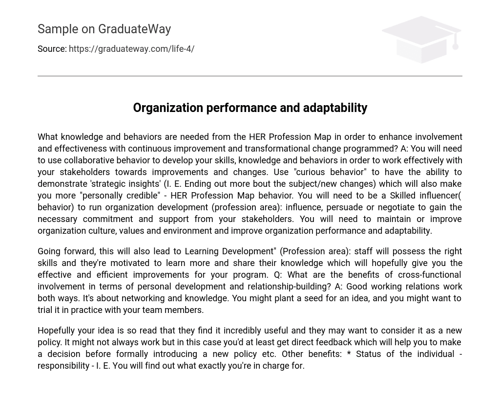 Organization performance and adaptability
