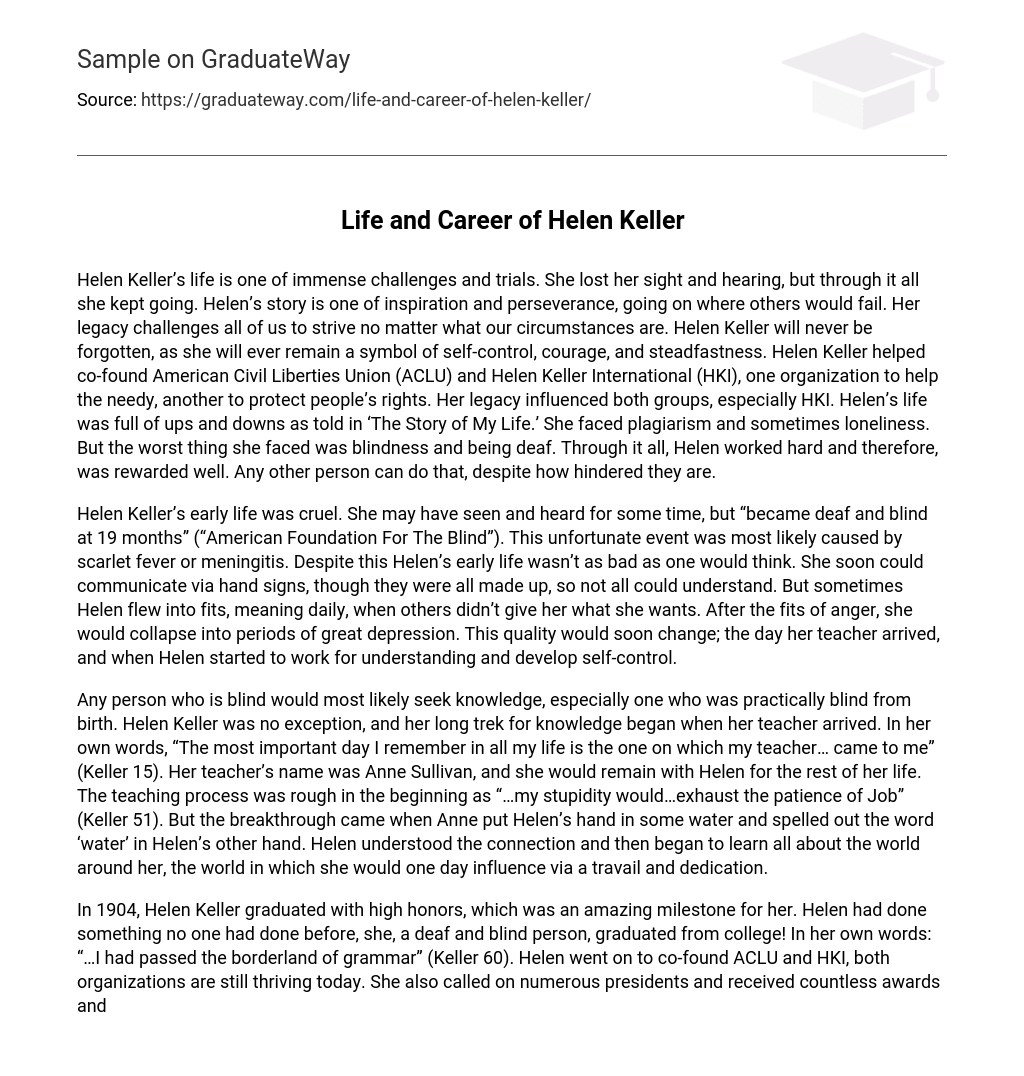 Life and Career of Helen Keller