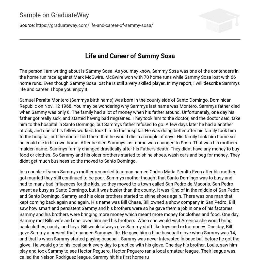 Life and Career of Sammy Sosa