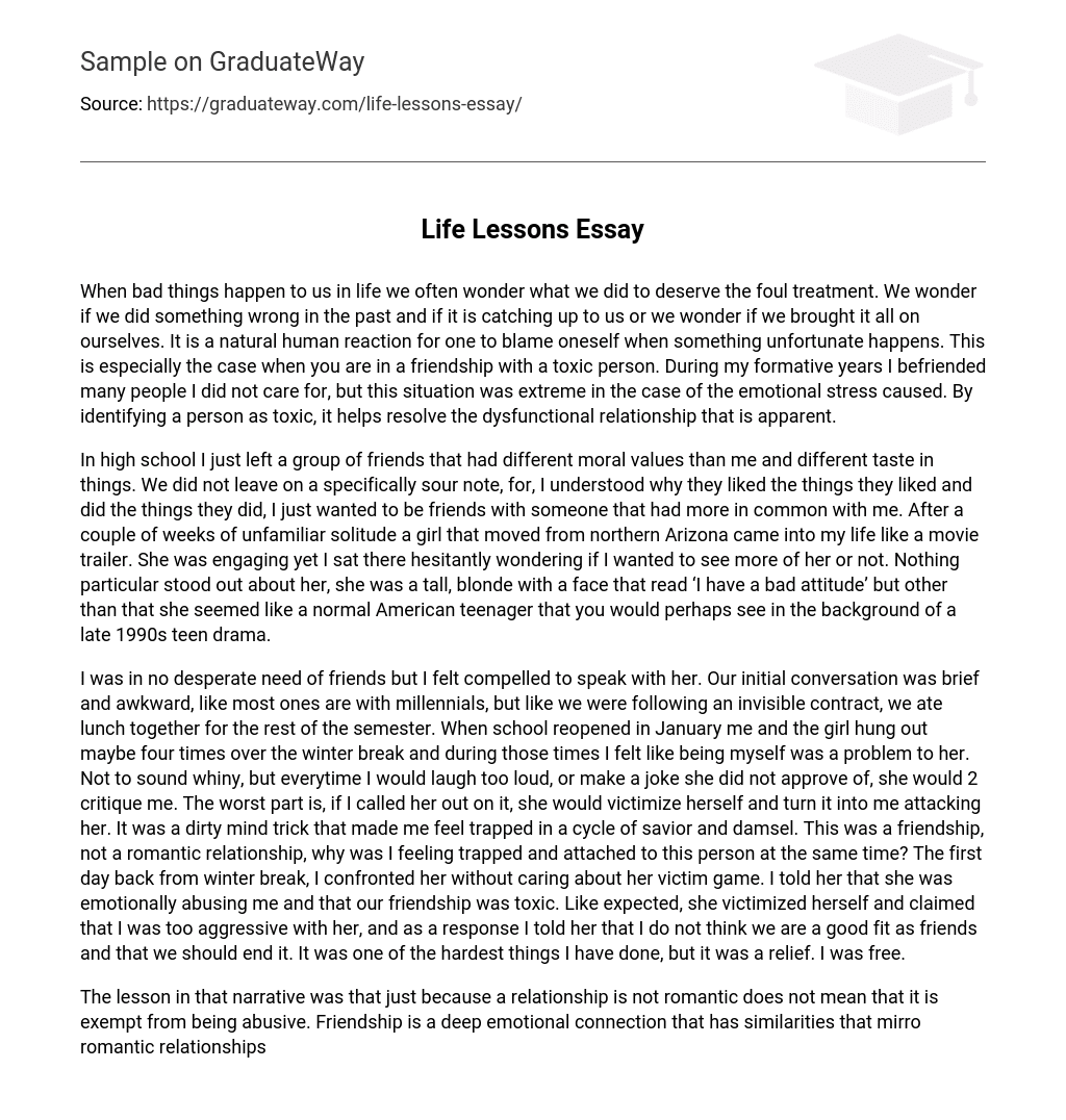 essay on learning a life lesson