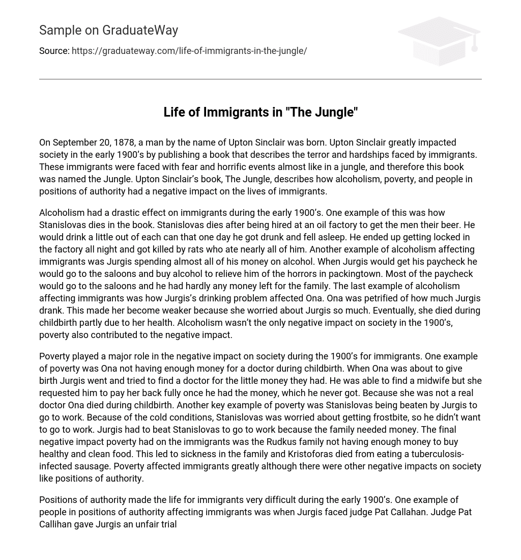 Life of Immigrants in “The Jungle”