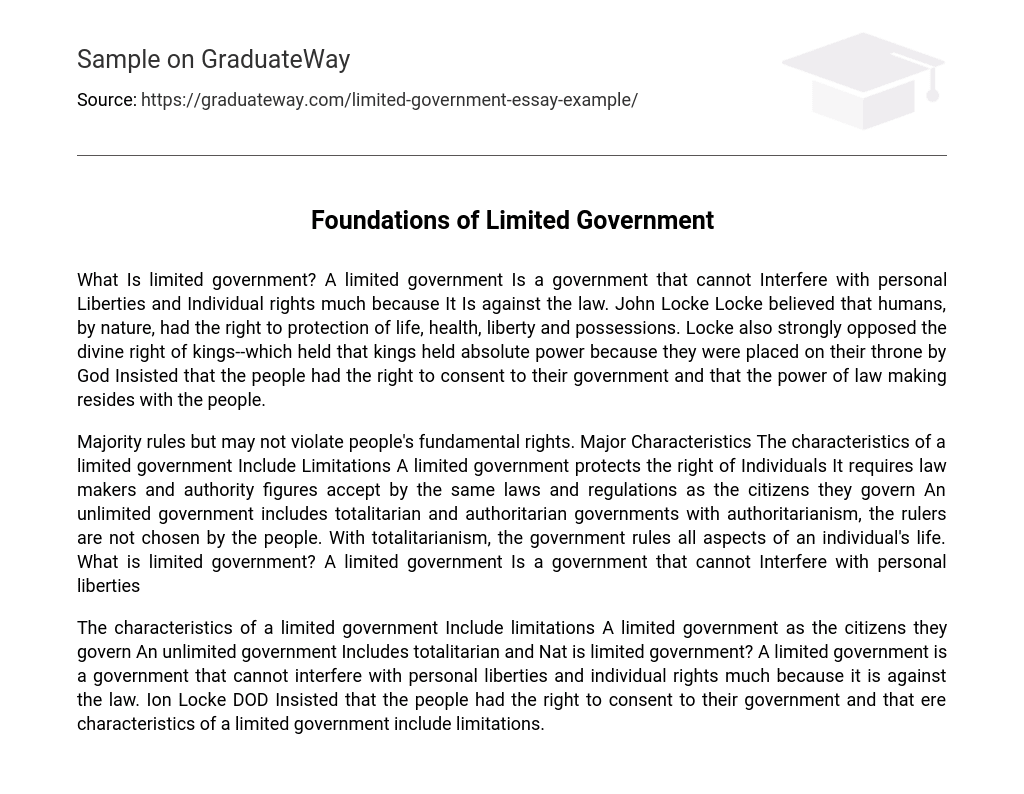 Foundations of Limited Government