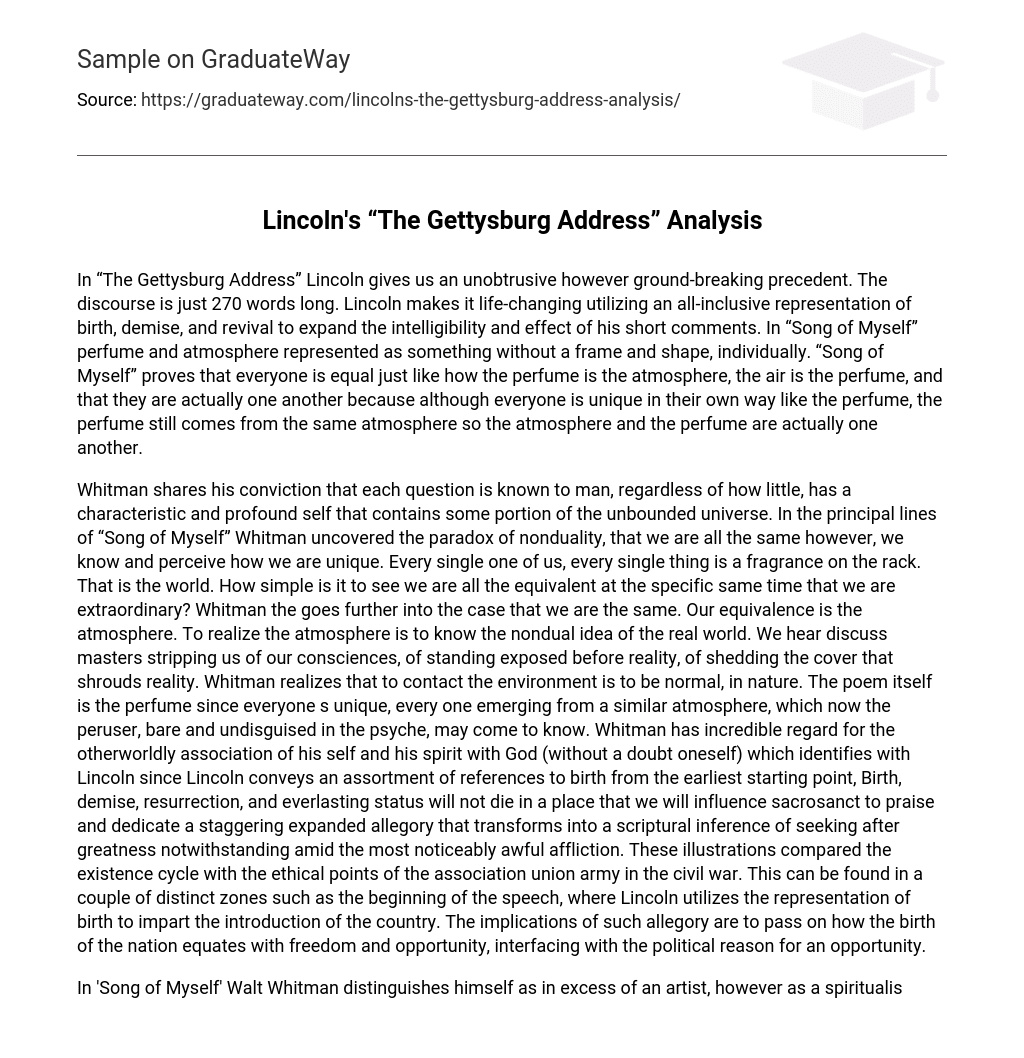  Lincoln s The Gettysburg Address Analysis Essay Example GraduateWay