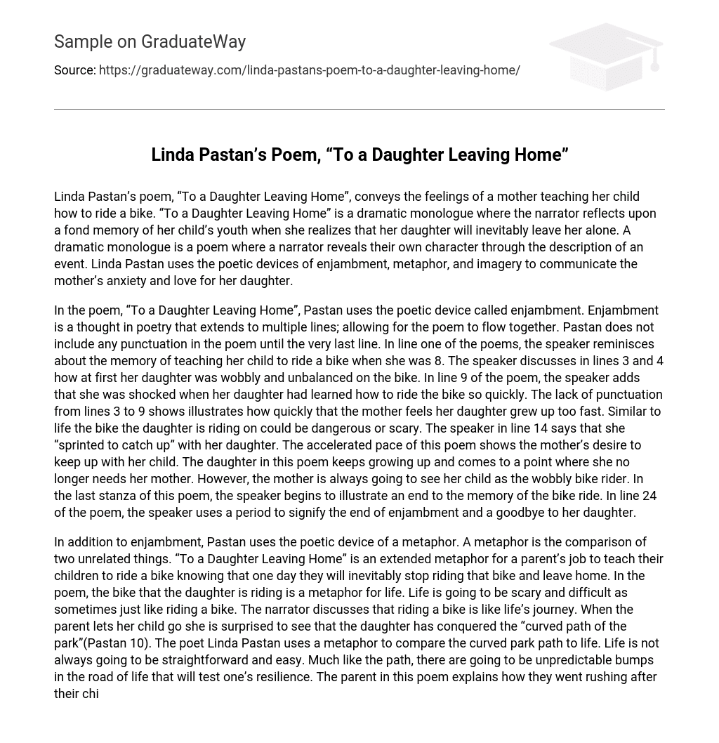 Linda Pastan’s Poem, “To a Daughter Leaving Home” Analysis