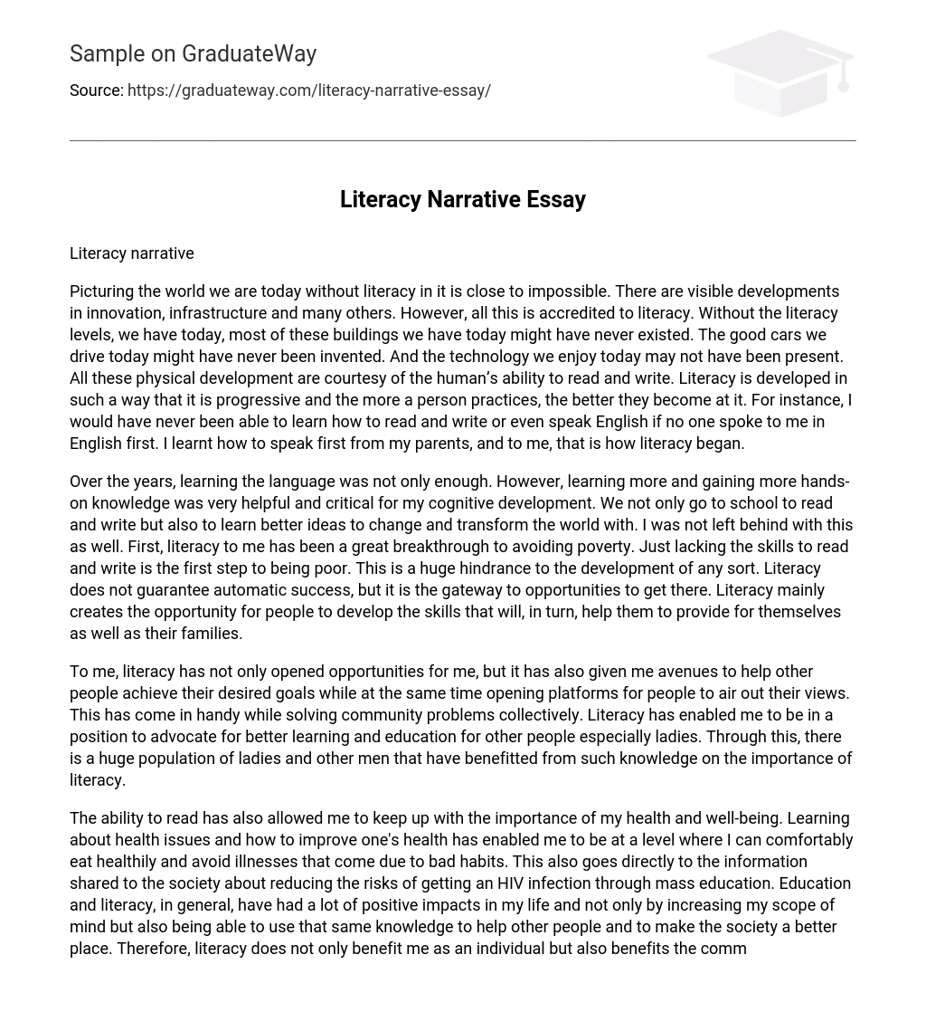 literacy narrative essay about reading