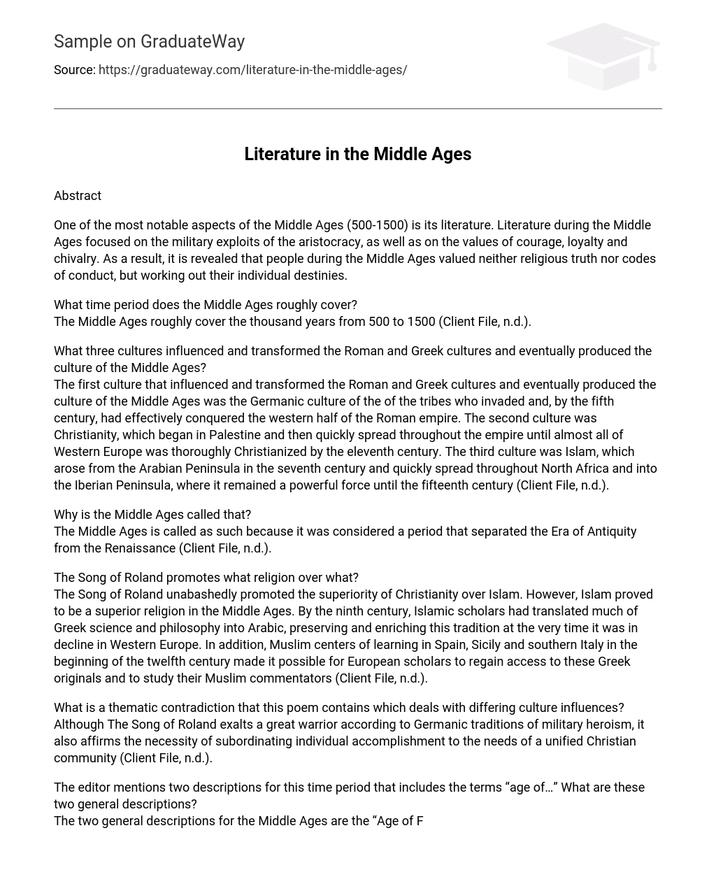 middle ages story essay