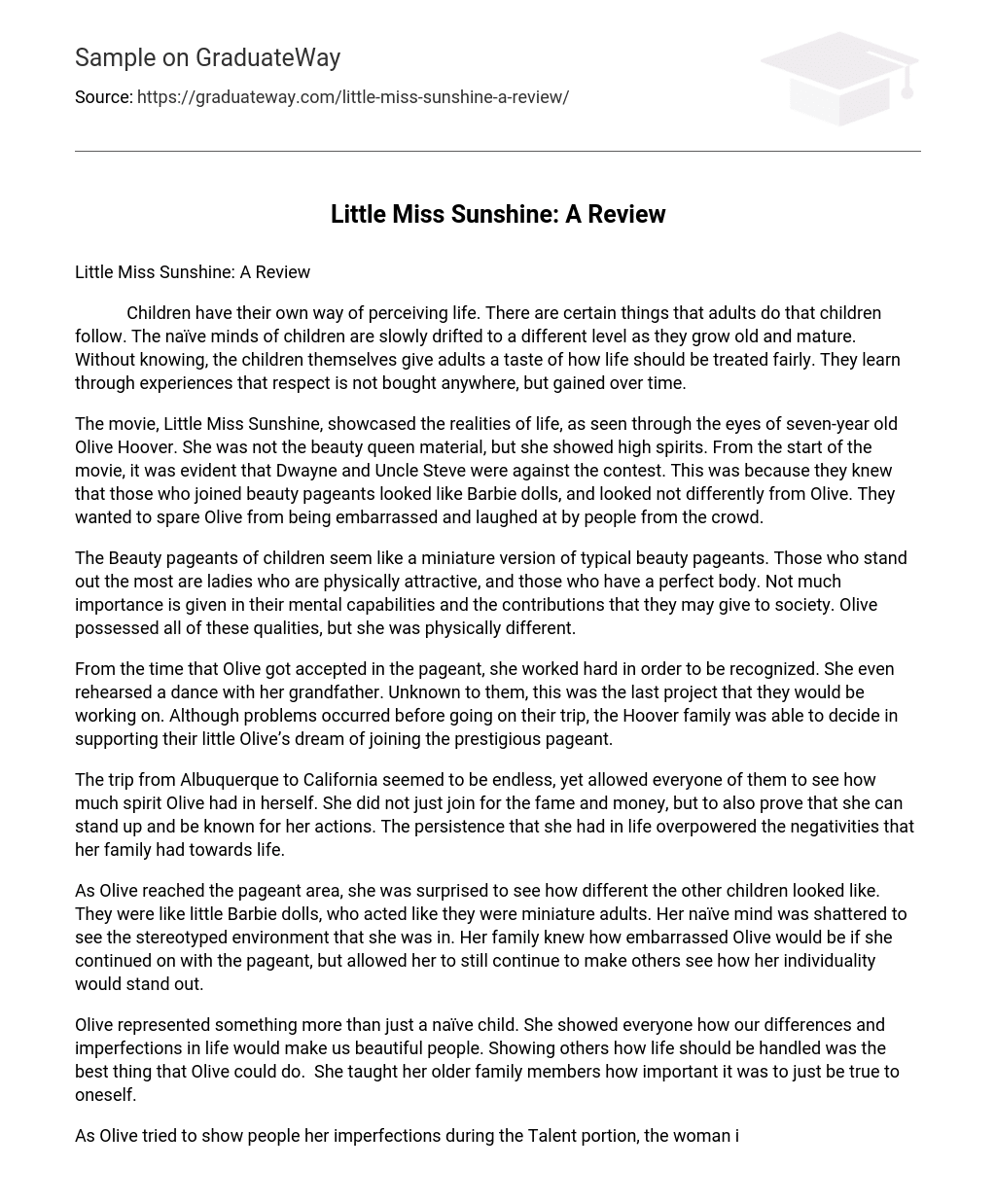 Little Miss Sunshine: A Review