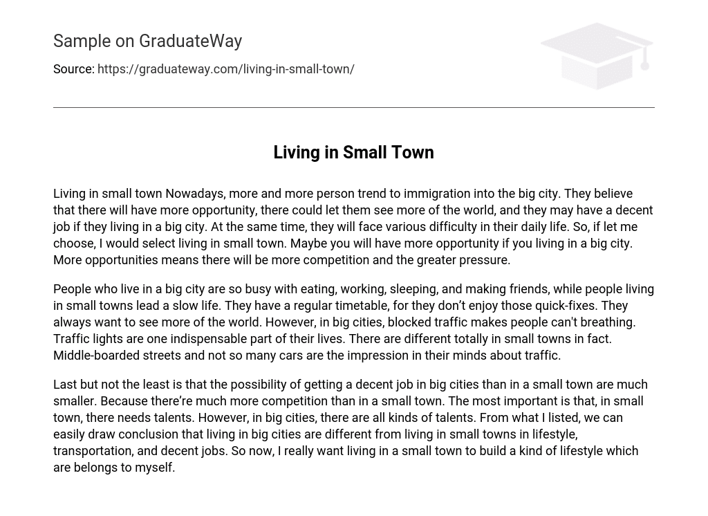 pros and cons of living in a small town essay