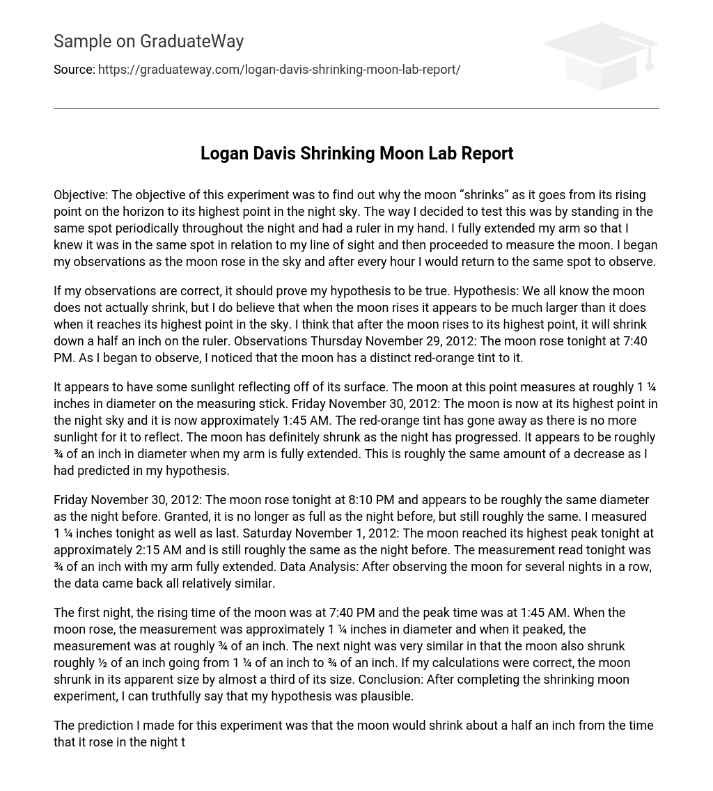 Logan Davis Shrinking Moon Lab Report