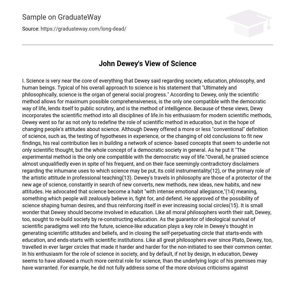 John Dewey’s View of Science