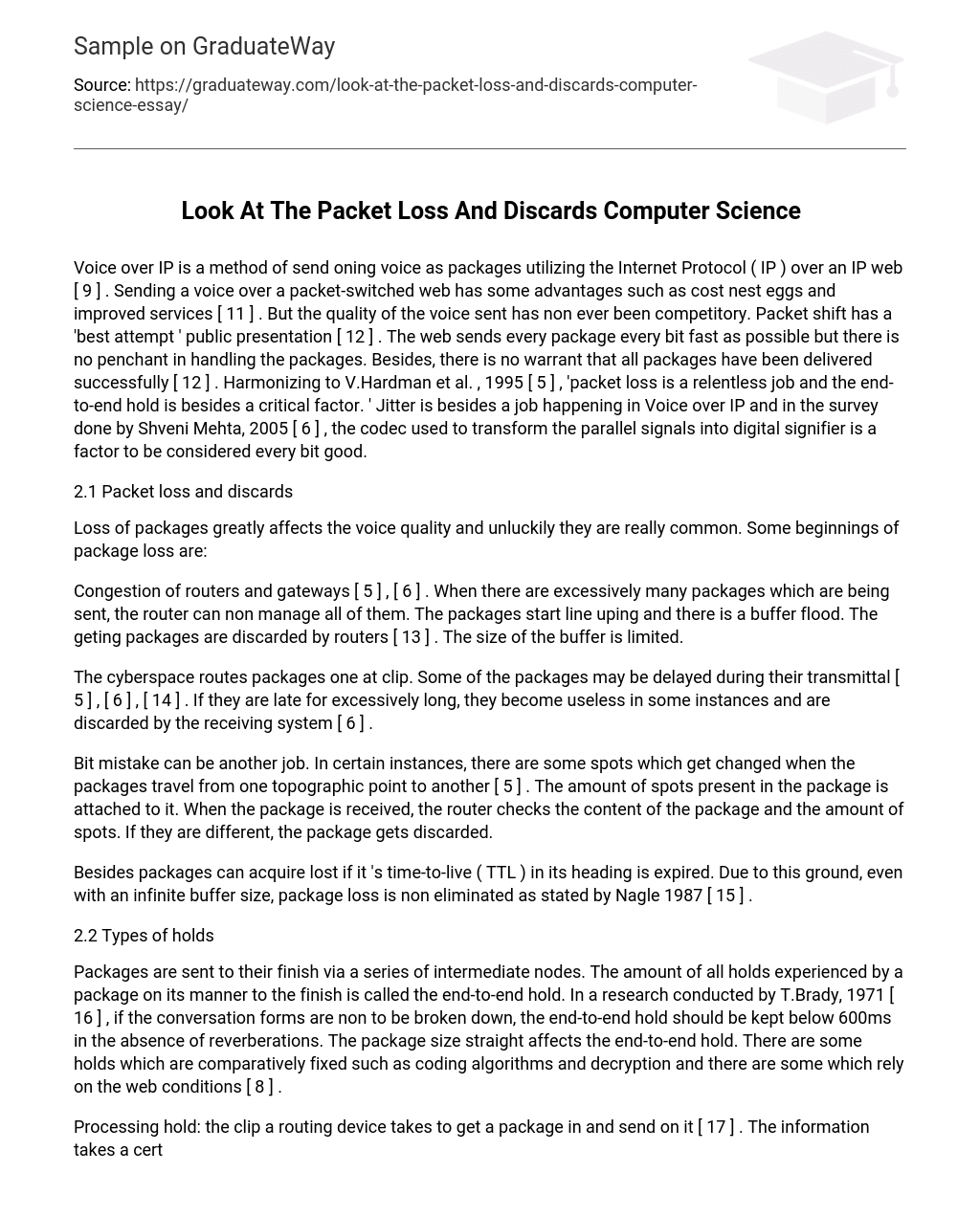 Look At The Packet Loss And Discards Computer Science
