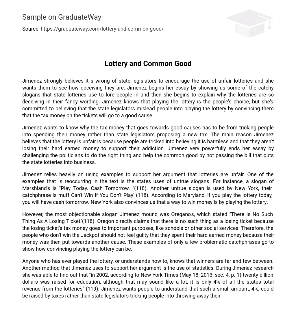Lottery and Common Good