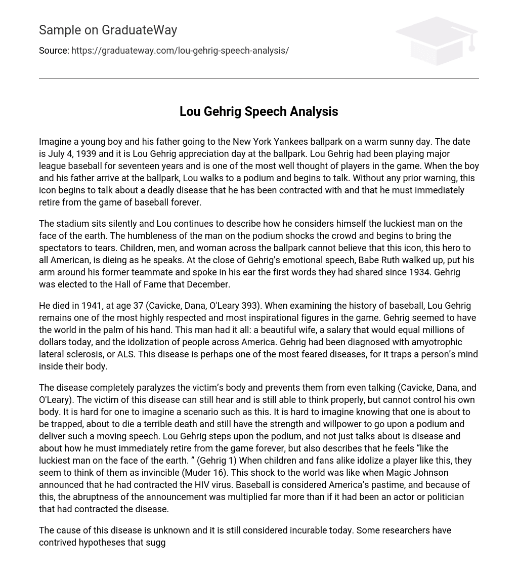 Lou Gehrig Speech Analysis
