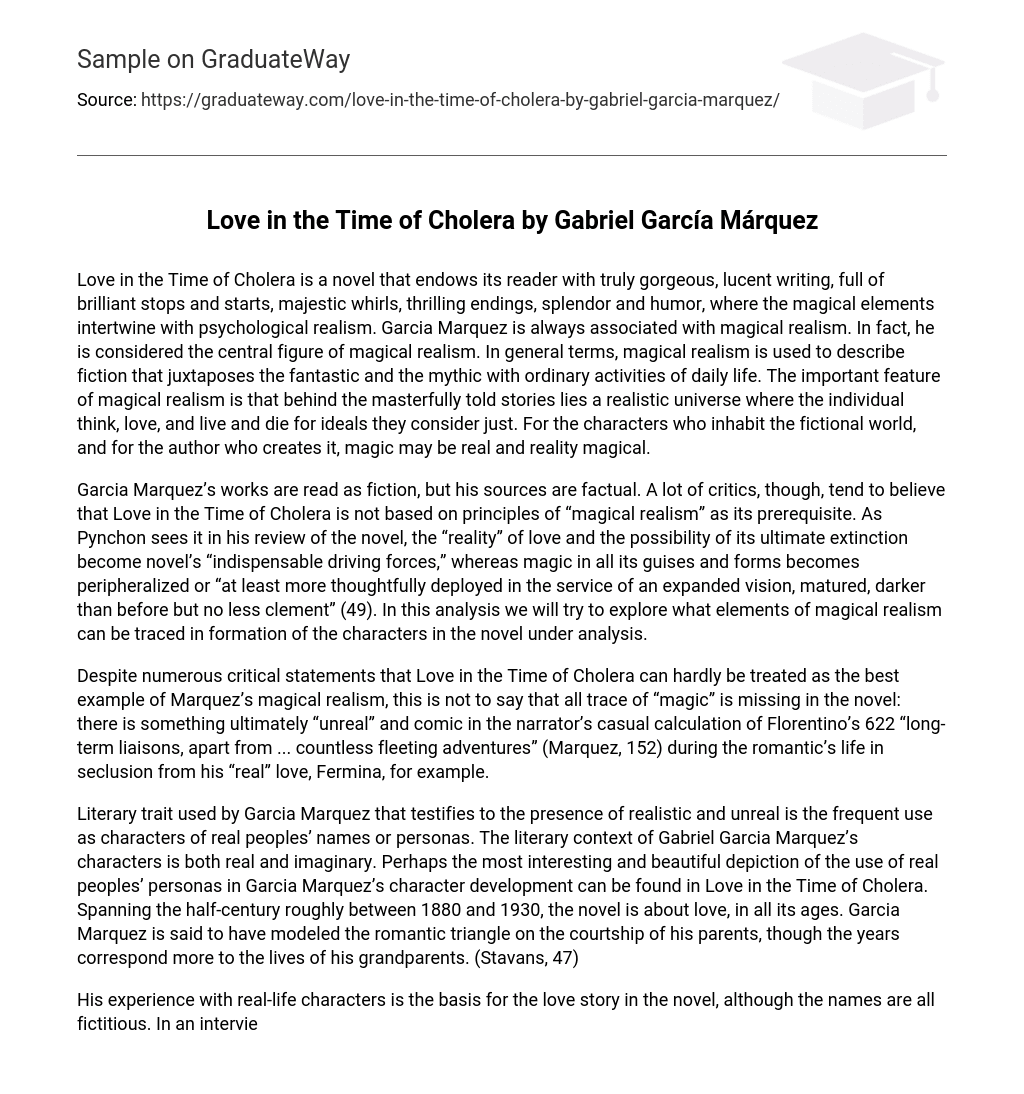 Love in the Time of Cholera by Gabriel García Márquez Character Analysis