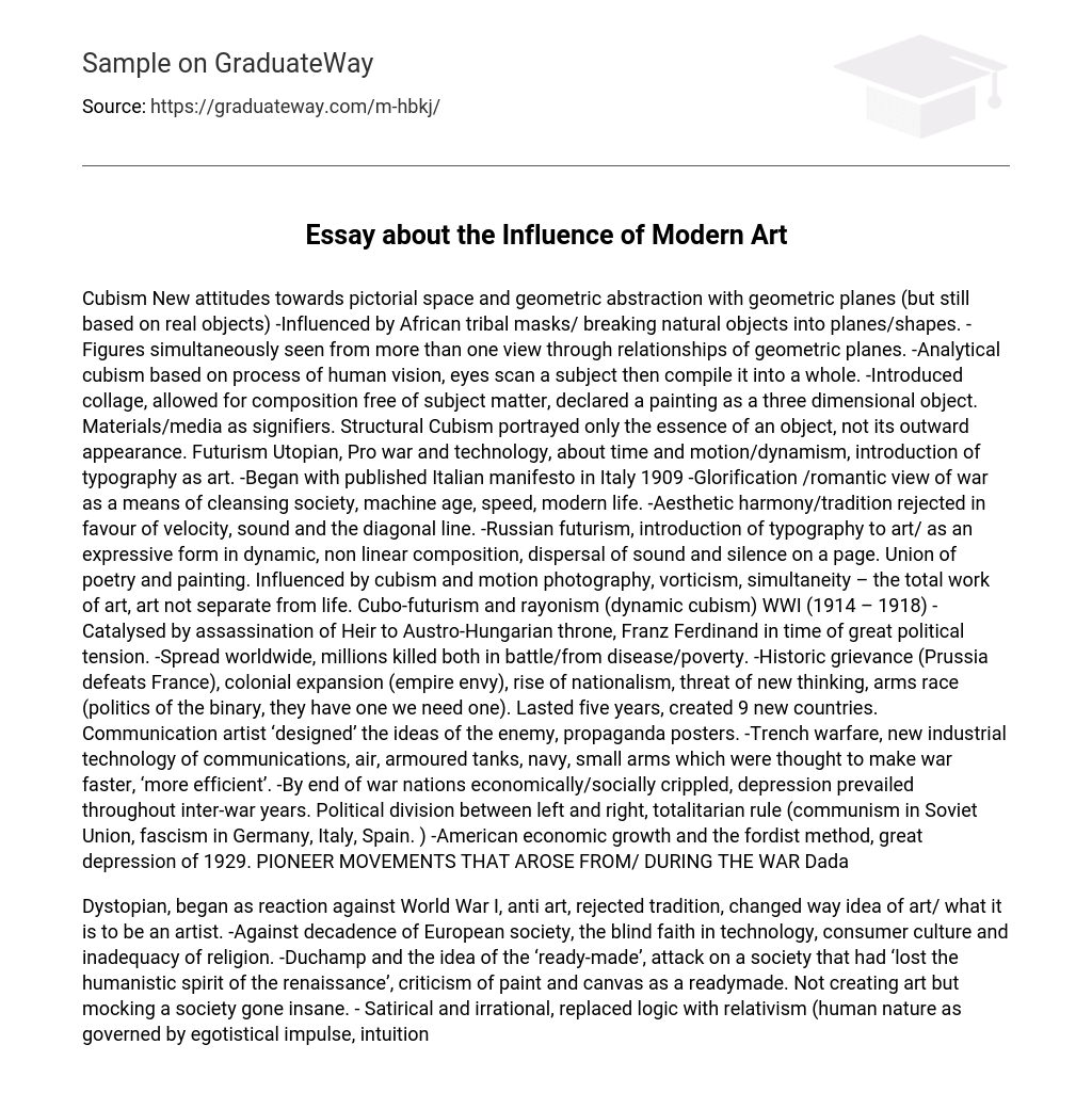 Essay about the Influence of Modern Art