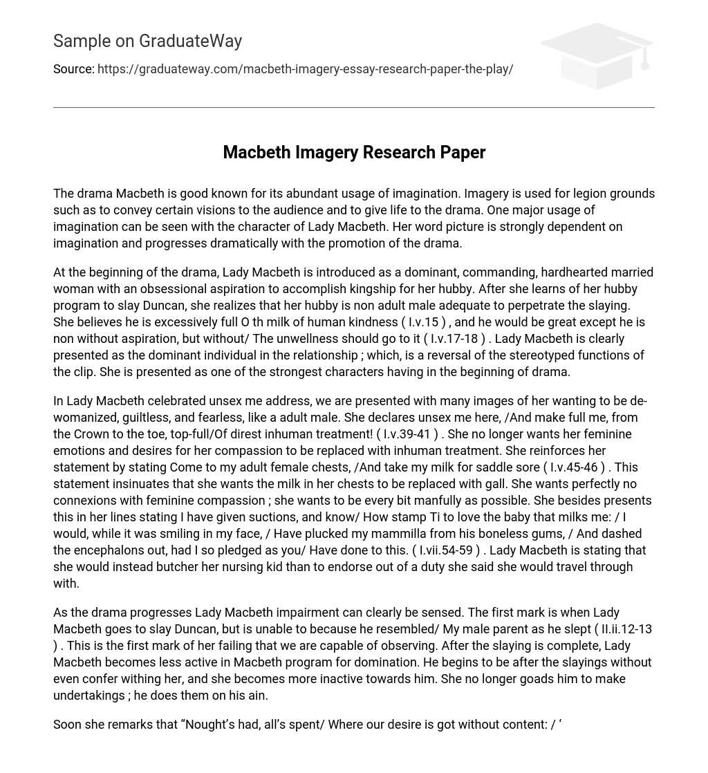Macbeth Imagery Research Paper