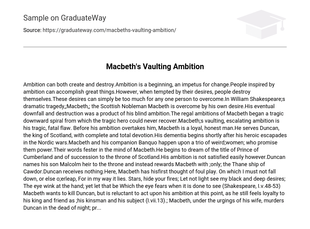 Macbeth’s Vaulting Ambition Analysis