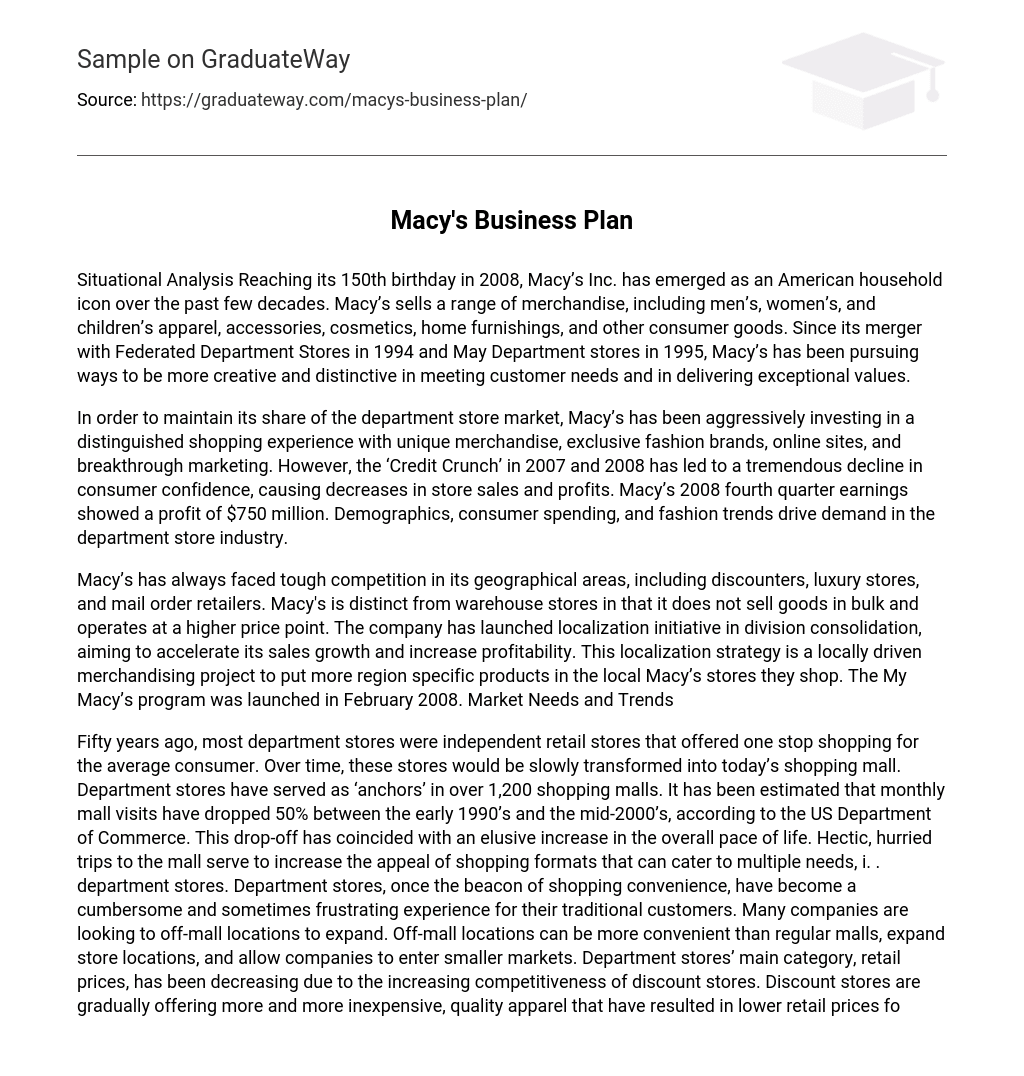 Macy’s Business Plan
