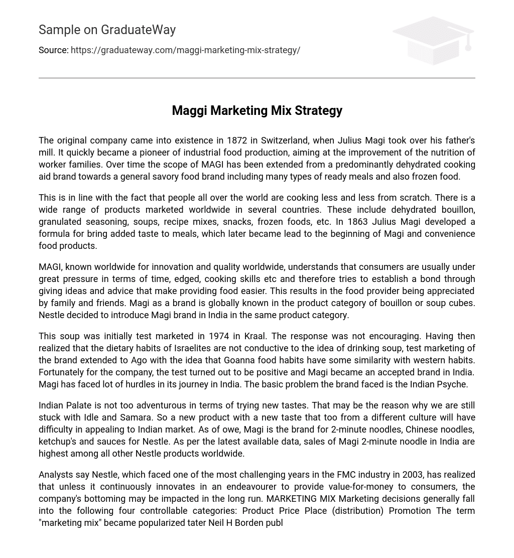 Maggi Marketing Mix Strategy