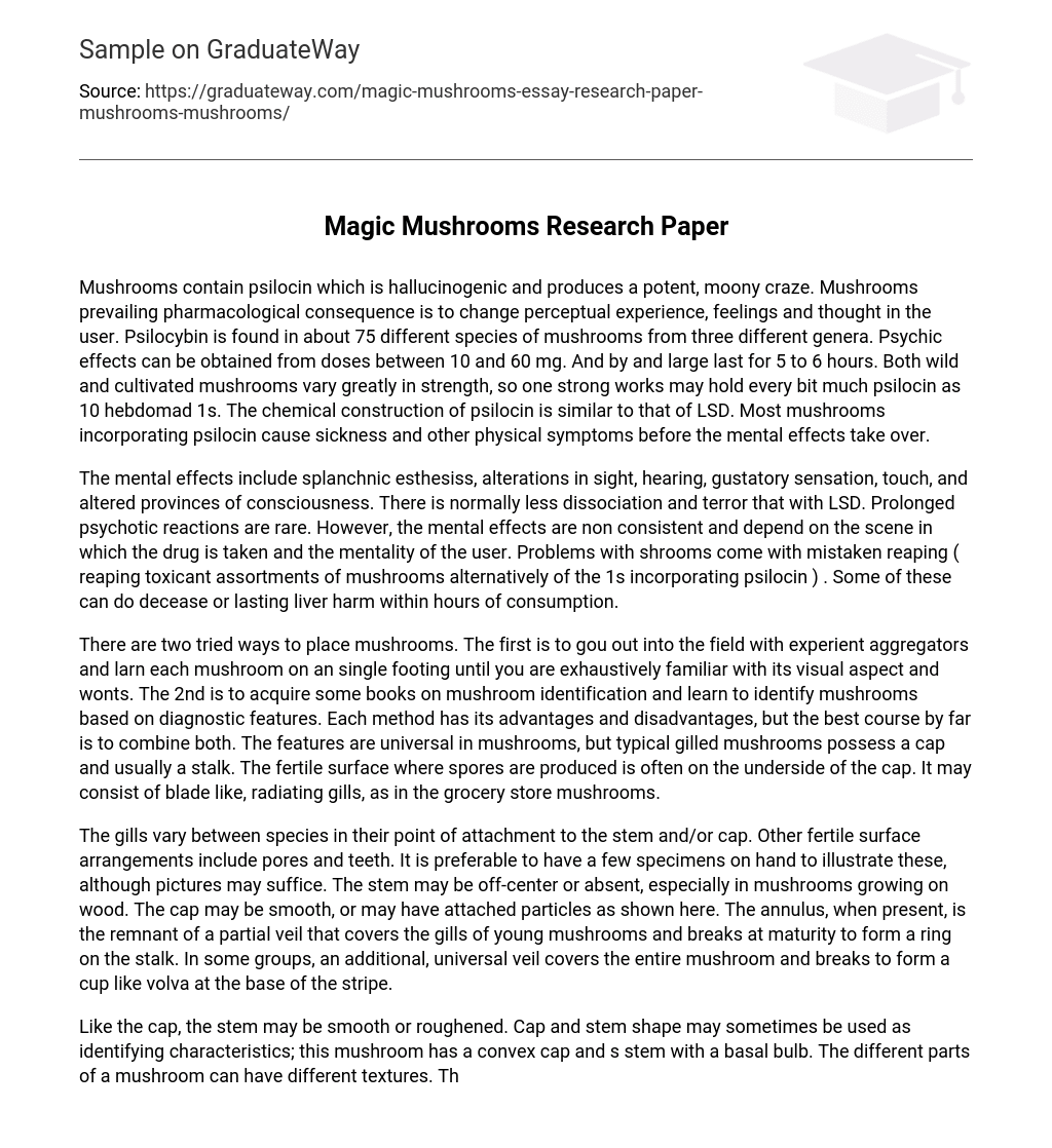 Magic Mushrooms Research Paper