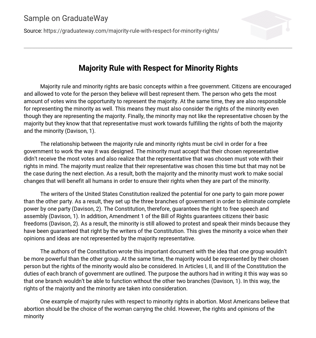 Majority Rule with Respect for Minority Rights
