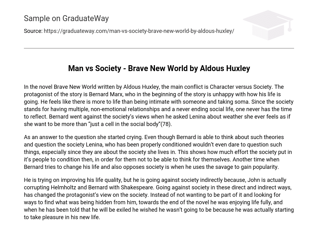 Man vs Society – Brave New World by Aldous Huxley