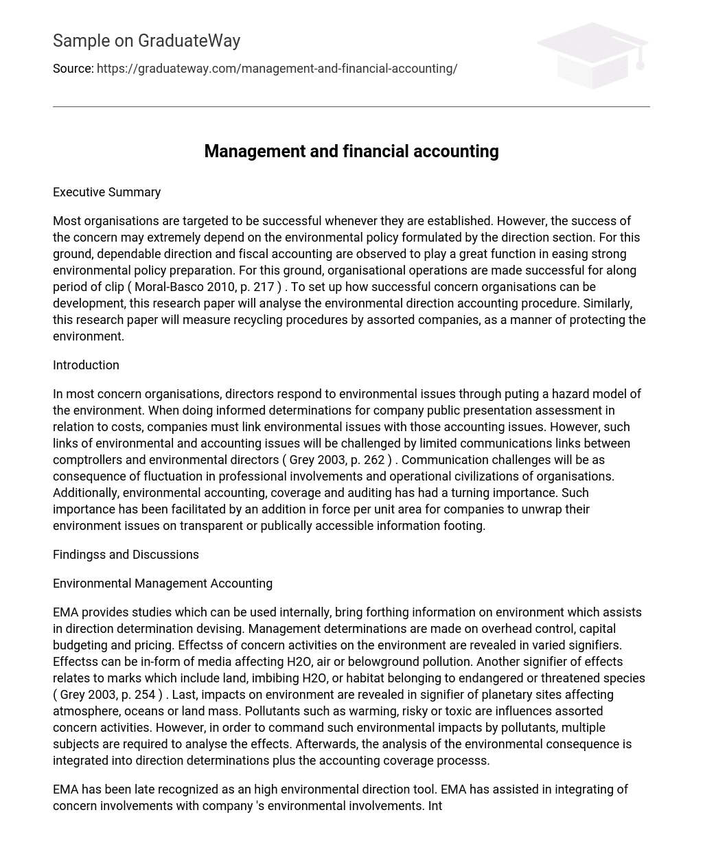 Management and financial accounting