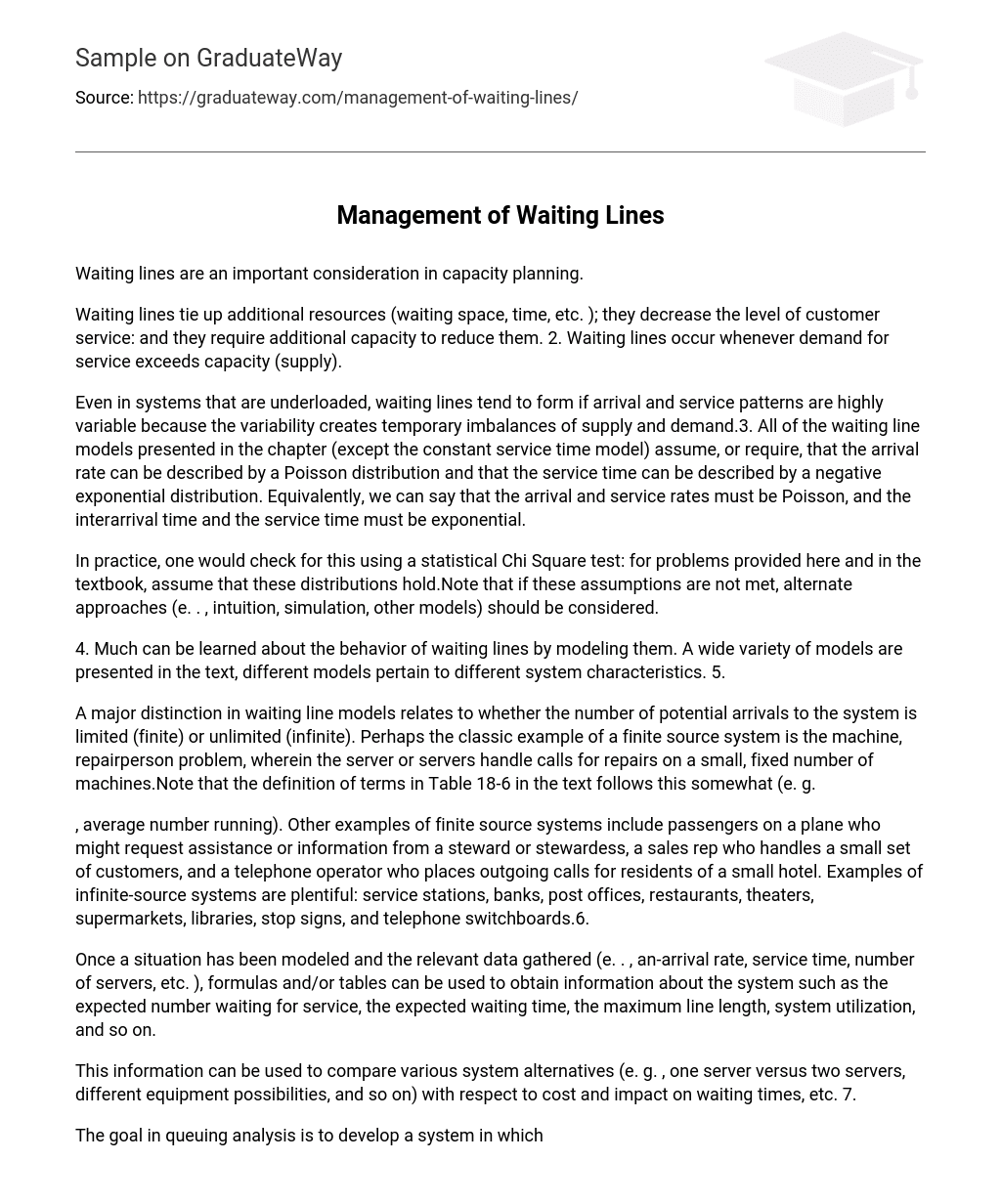 Management of Waiting Lines