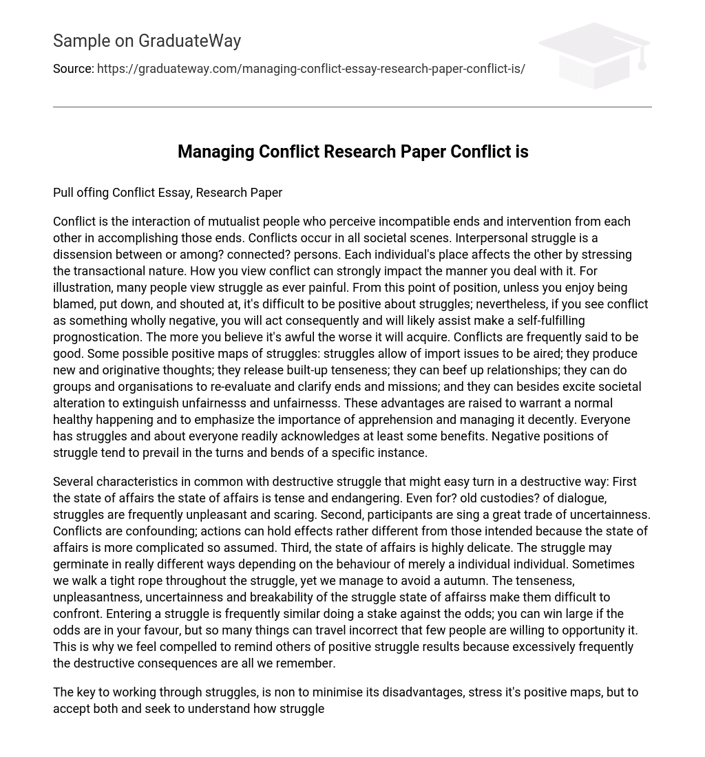 Managing Conflict Research Paper