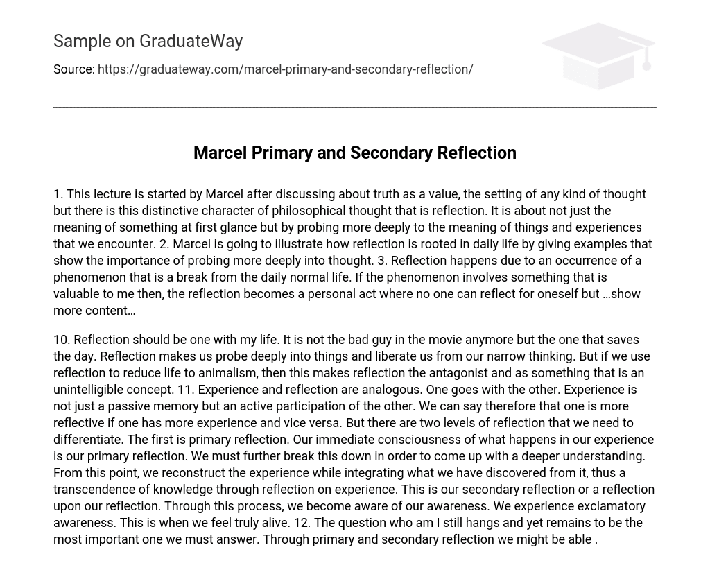 Marcel Primary and Secondary Reflection