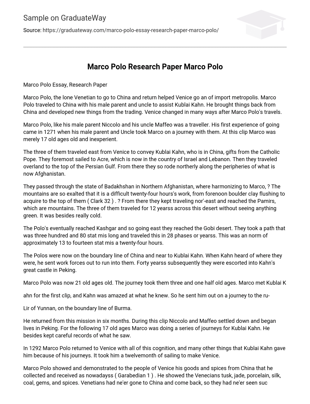 Marco Polo Research Paper