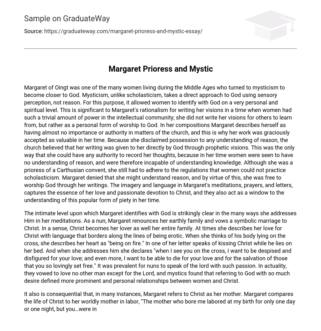 Margaret Prioress and Mystic