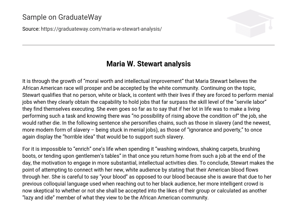 Maria W. Stewart analysis