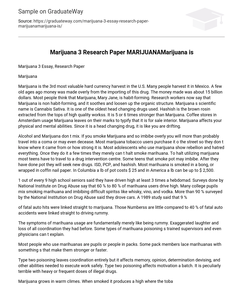 marijuana research paper thesis statement
