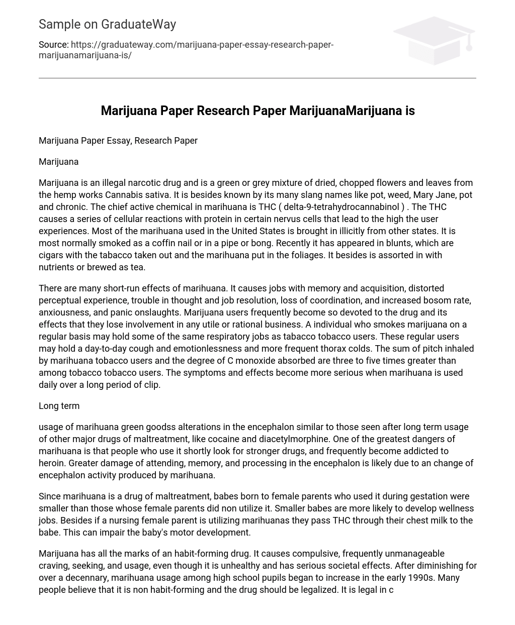 Marijuana Paper Research