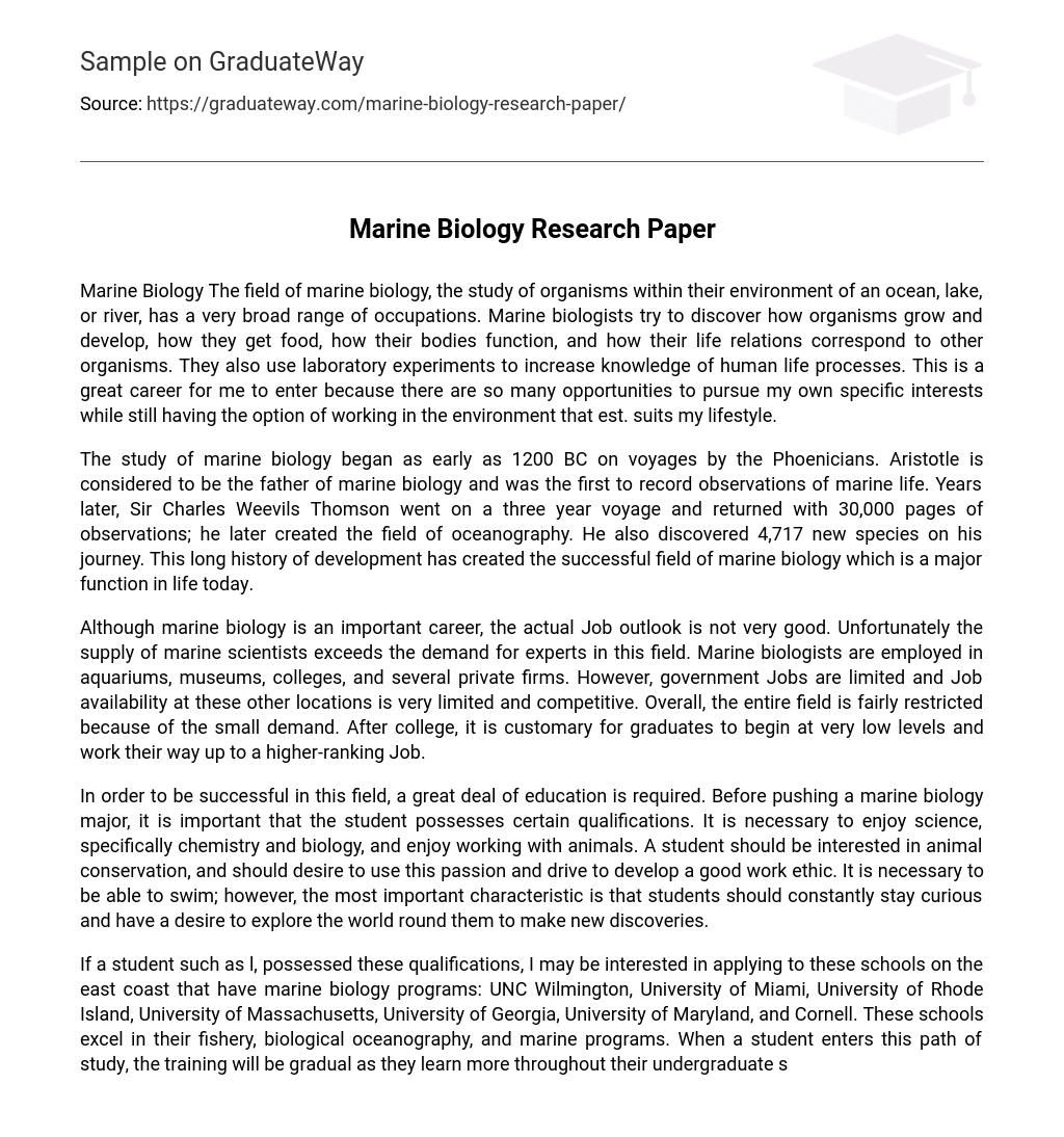 Marine Biology Research Paper