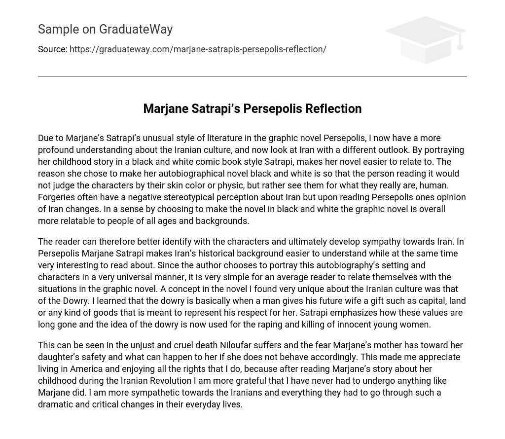 Marjane Satrapi’s Persepolis Reflection Analysis
