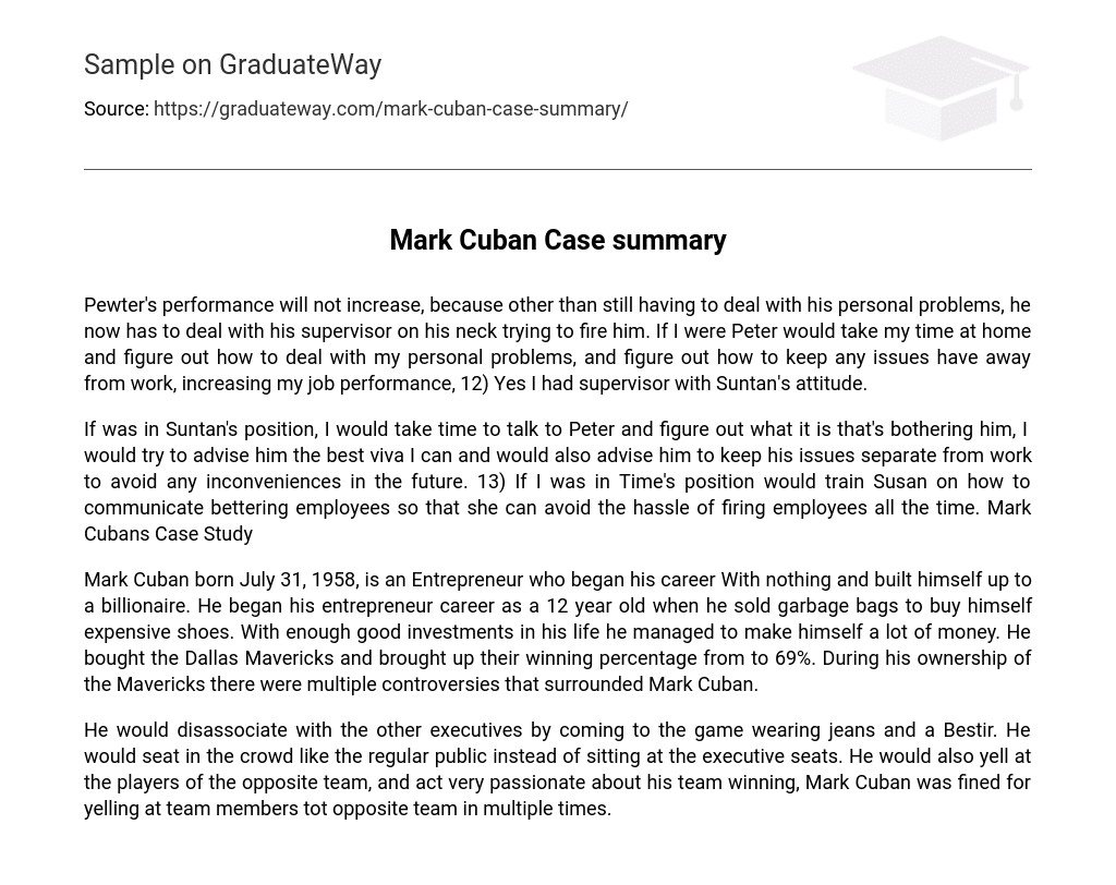 Mark Cuban Case summary