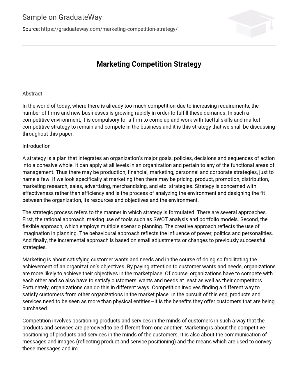 Marketing Competition Strategy