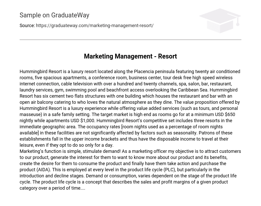 Marketing Management – Resort