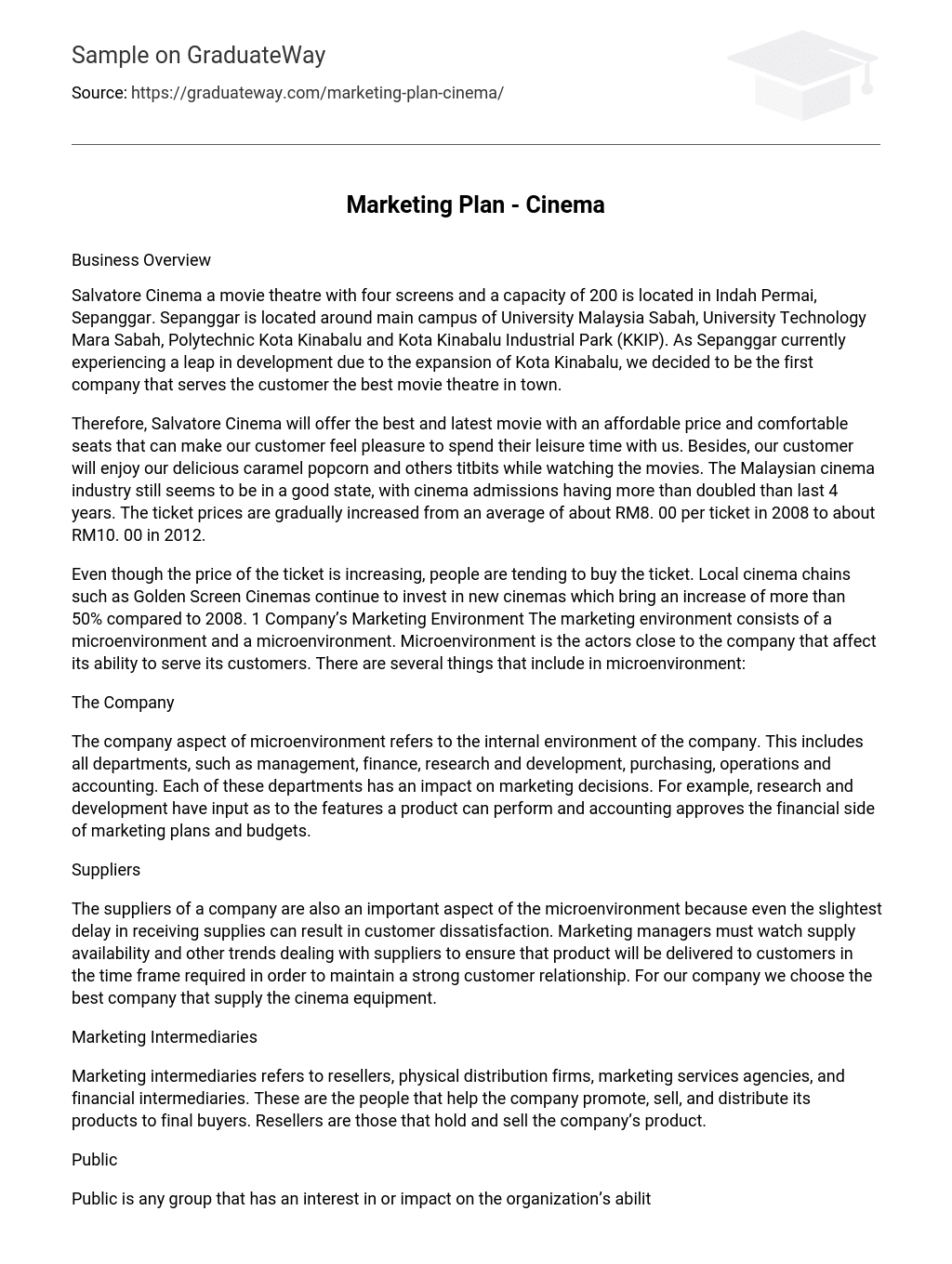 Marketing Plan – Cinema