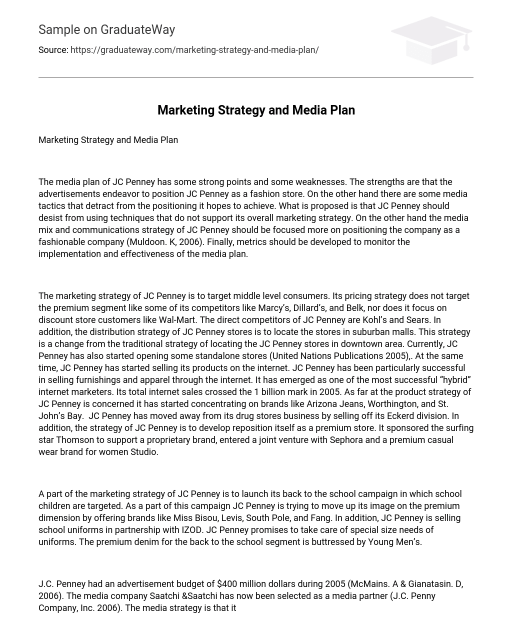 Marketing Strategy and Media Plan