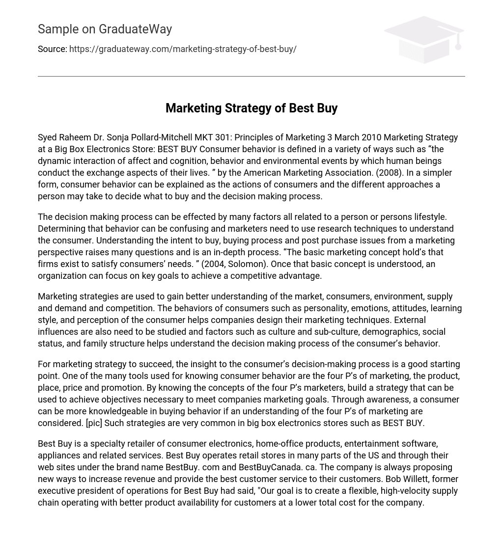 Marketing Strategy of Best Buy Analysis
