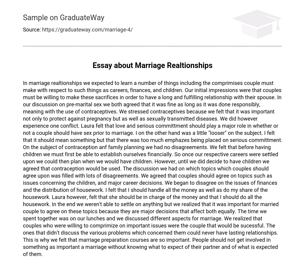 Essay about Marriage Realtionships