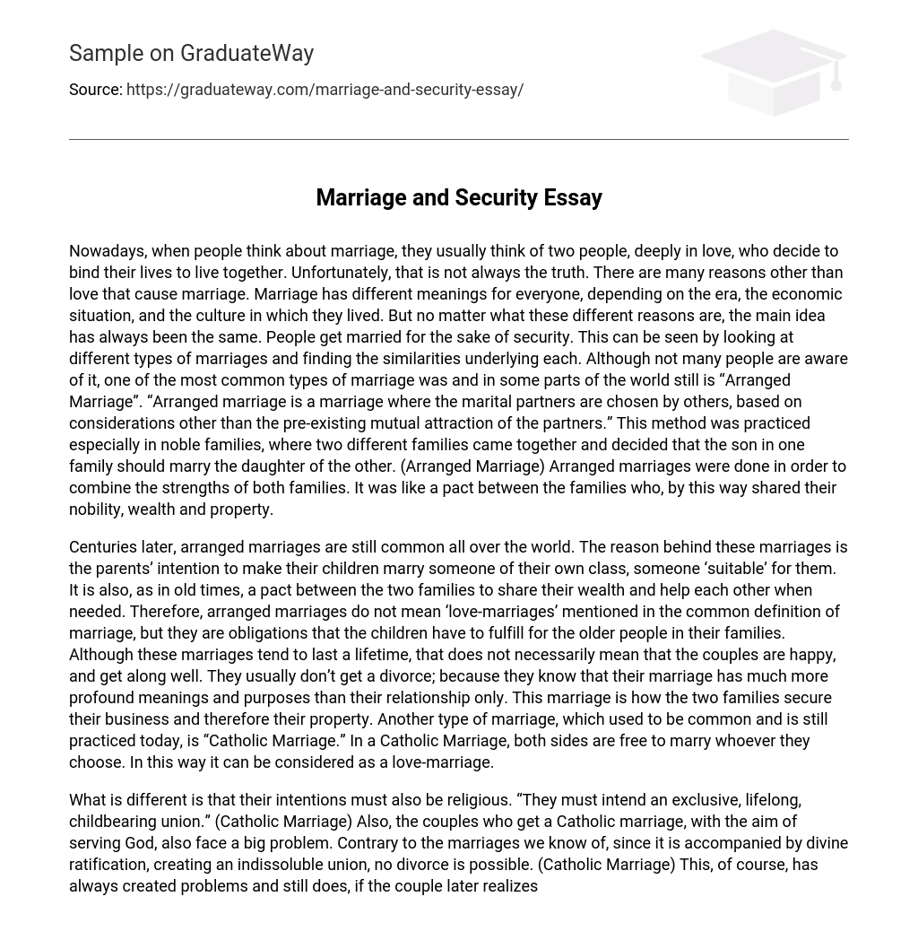 Marriage and Security Essay